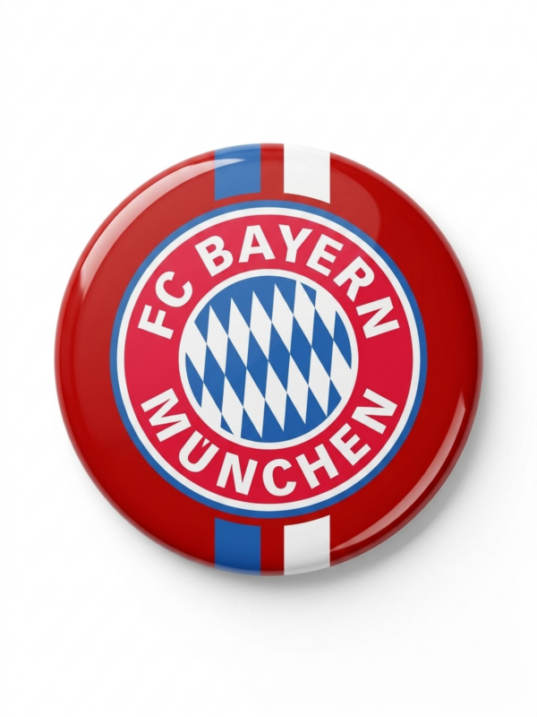 Broche Bayern de Munique 58mm com emblema em vermelho e branco da Bavária