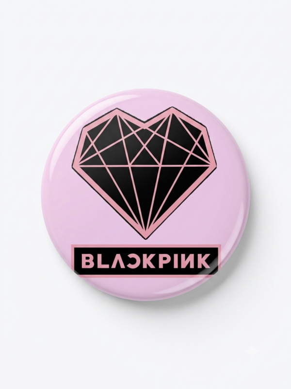 Broche Blackpink 44 mm com diamante preto e rosa