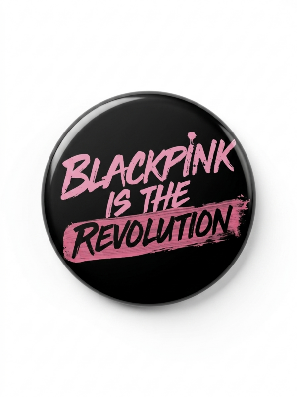 Broche Blackpink 44 mm com frase Blackpink Is the Revolution