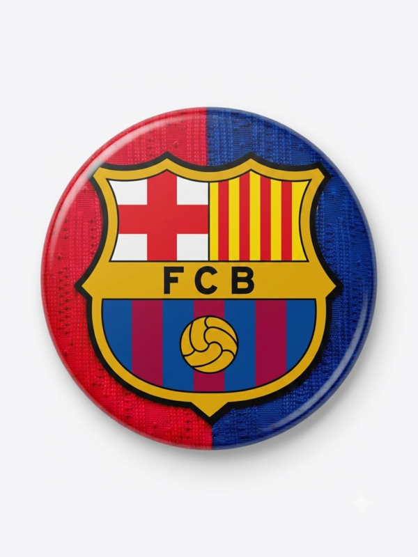 Broche FC Barcelona 58mm com escudo blaugrana em azul e bordô