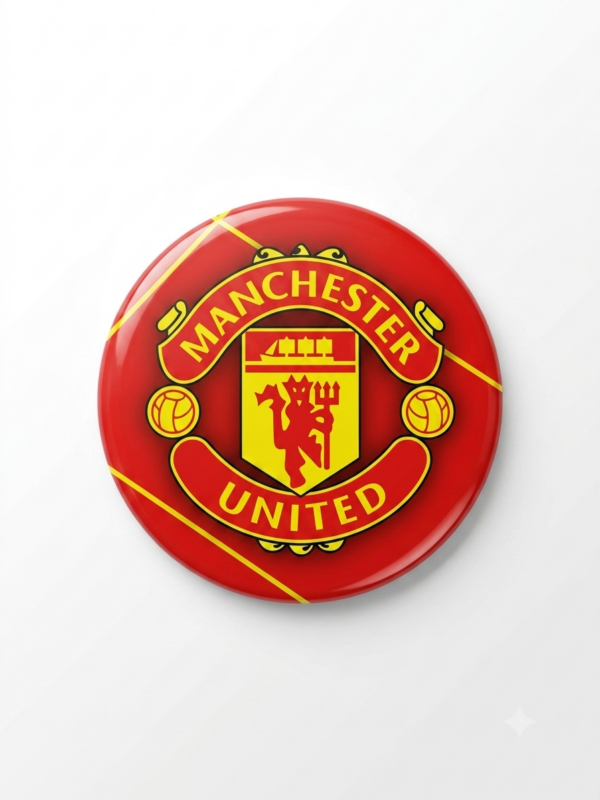 Broche Manchester United 58mm com escudo vermelho dos Red Devils