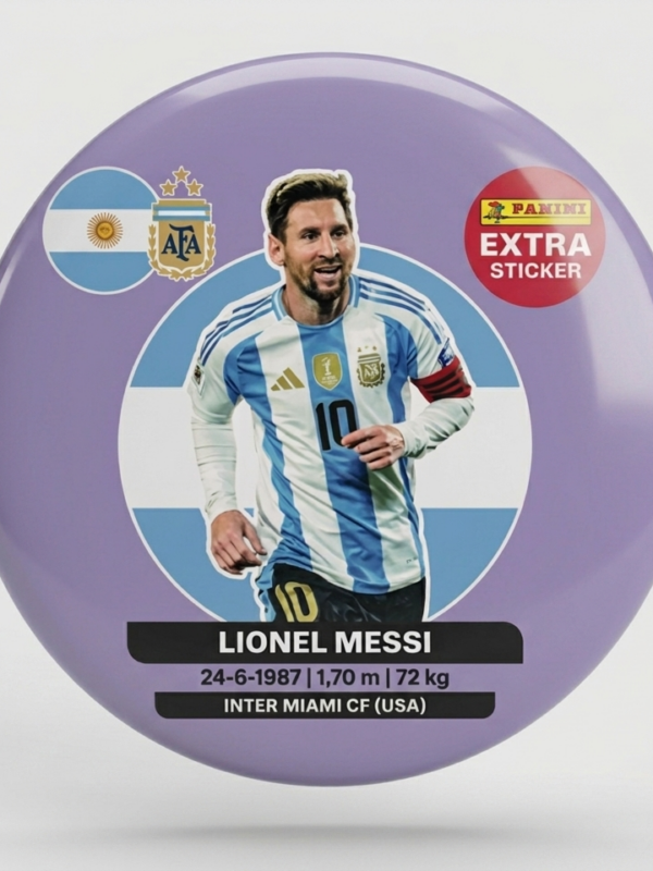 Combo 3 Broches Pins Messi Argentina 58mm – Edição Extra Colecionável